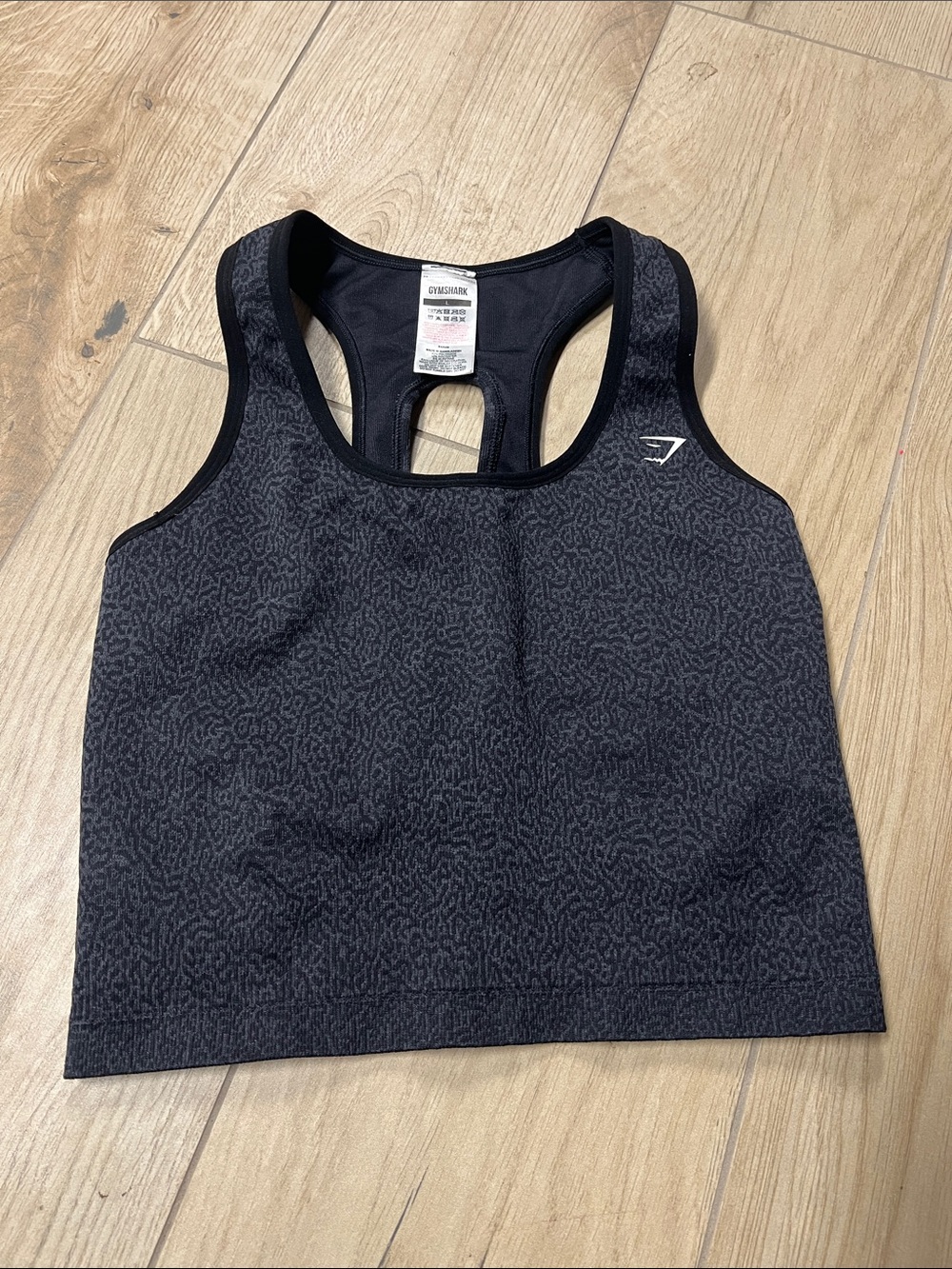 Gymshark Black Subtle Pattern Racerback Sports Bra